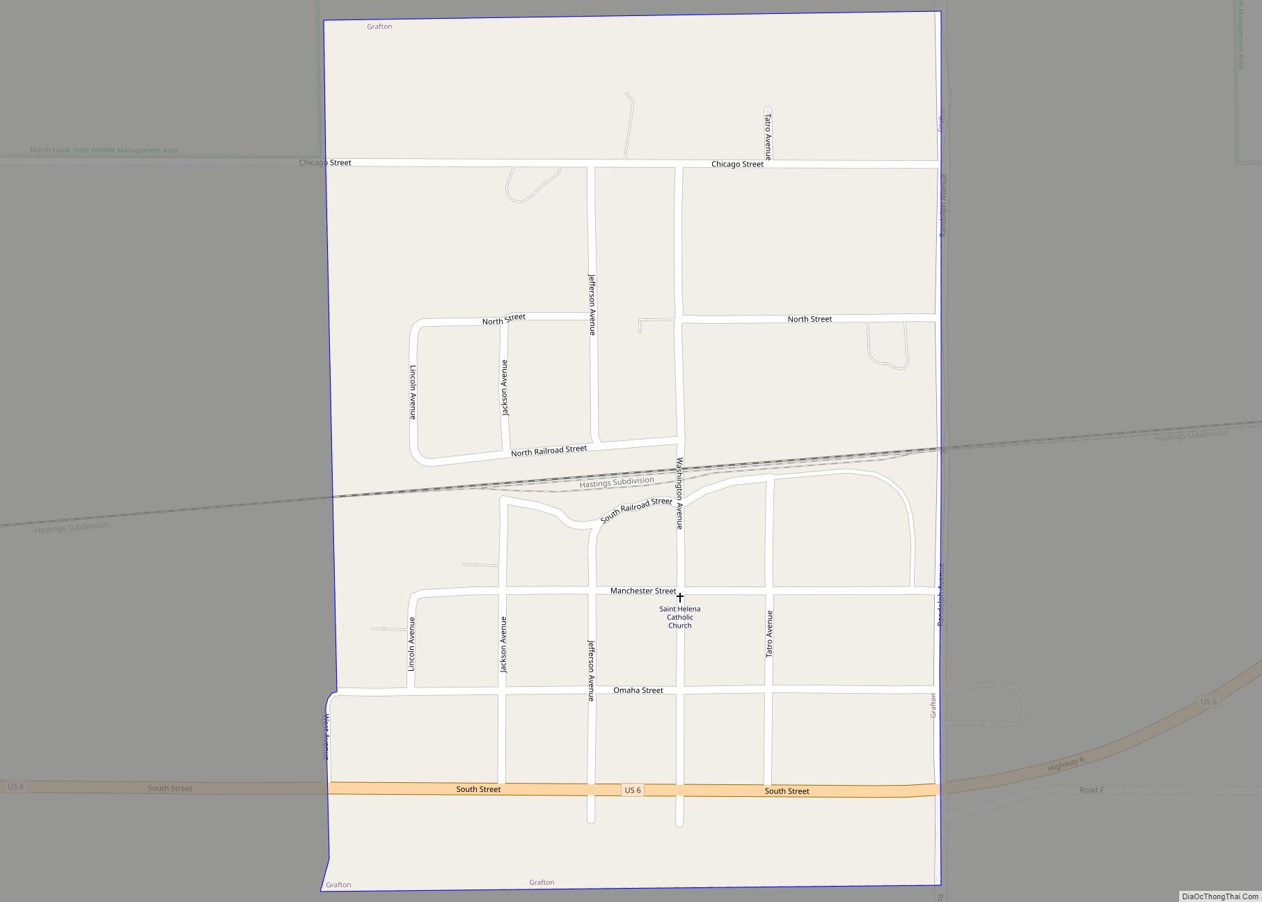 Map of Grafton village, Nebraska