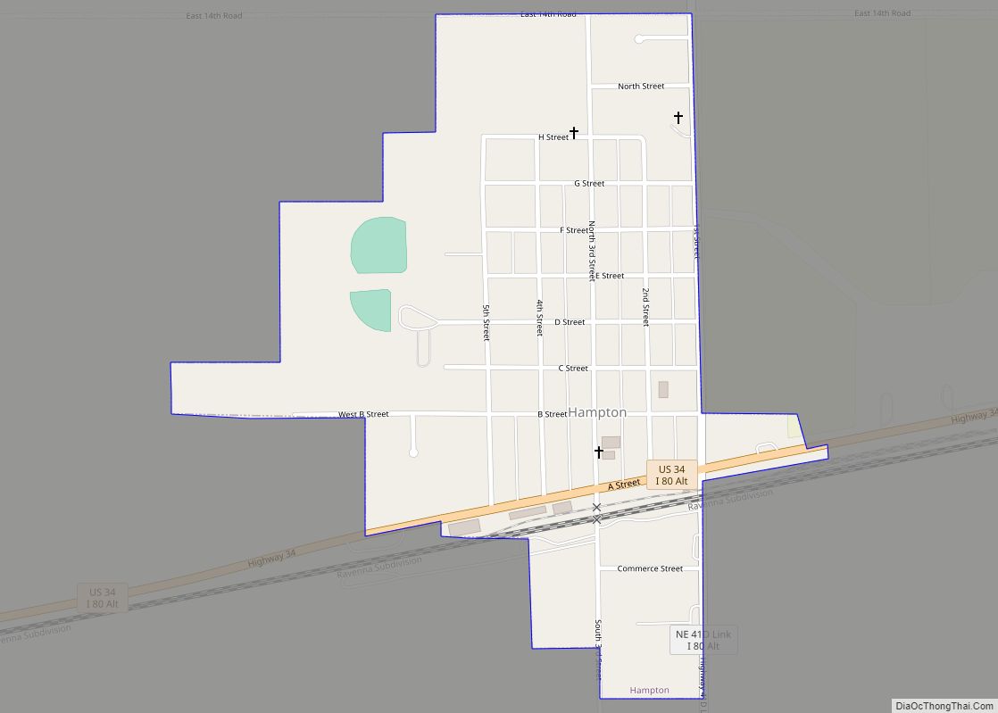 Map of Hampton village, Nebraska