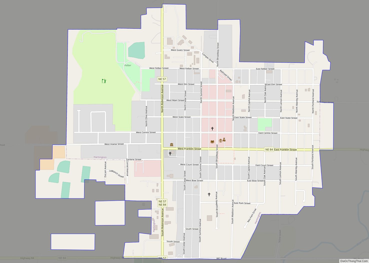 Map of Hartington city
