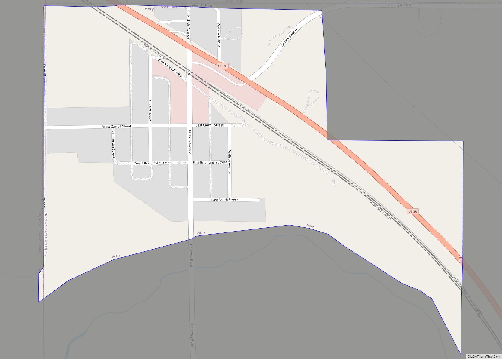 Map of Henry village, Nebraska