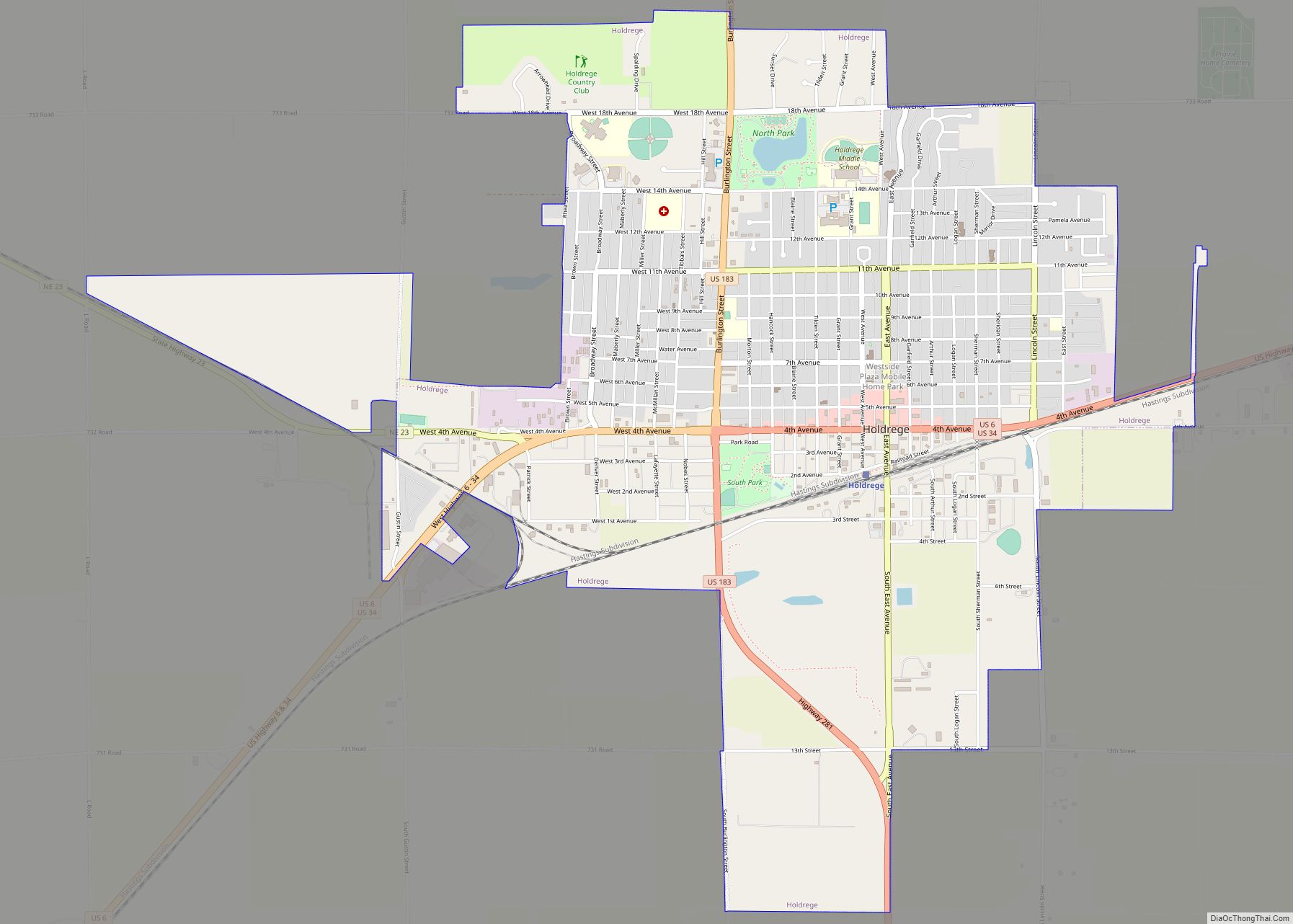 Map of Holdrege city