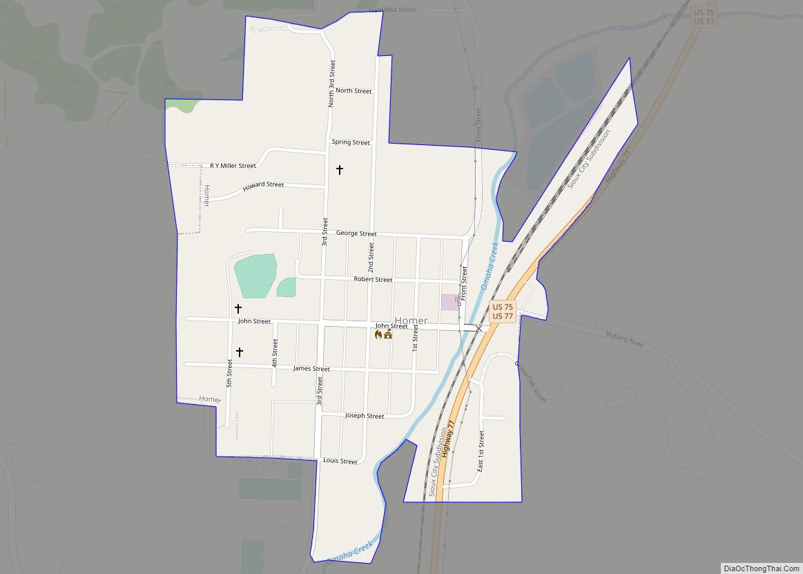 Map of Homer village, Nebraska