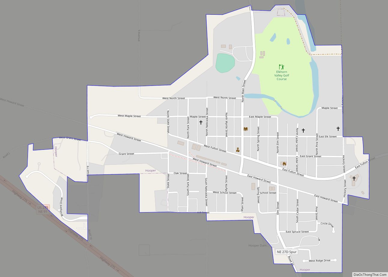 Map of Hooper city, Nebraska