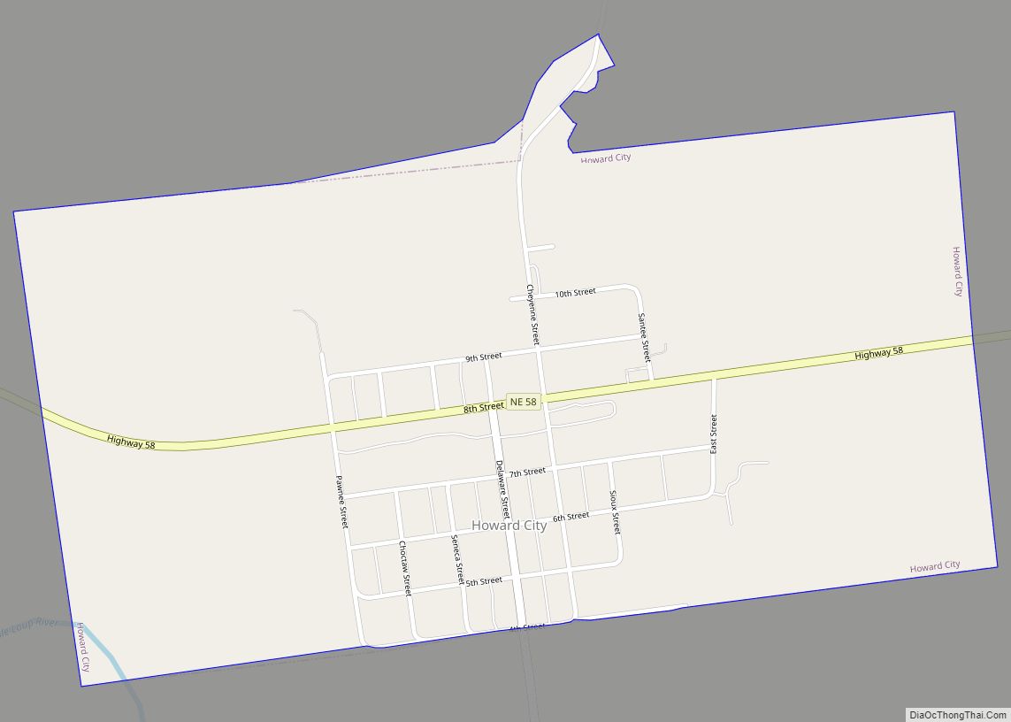 Map of Howard City (Boelus) village, Nebraska