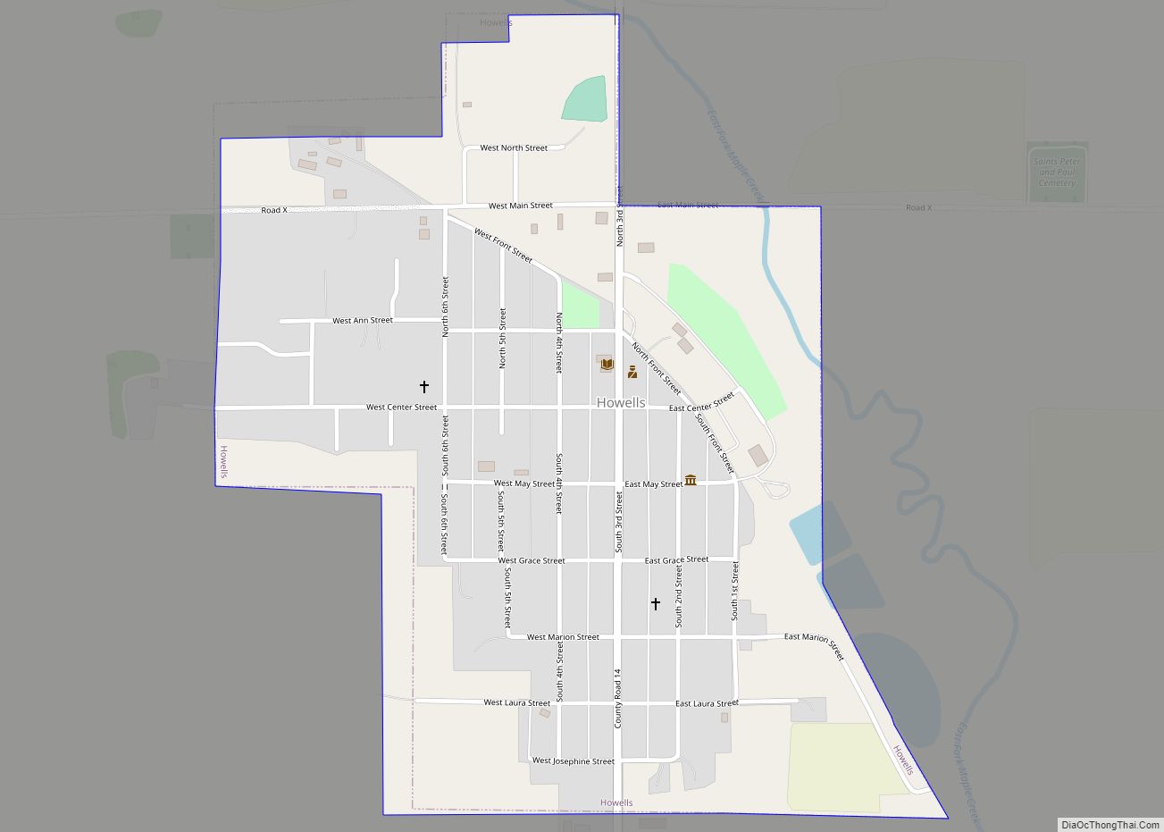 Map of Howells village