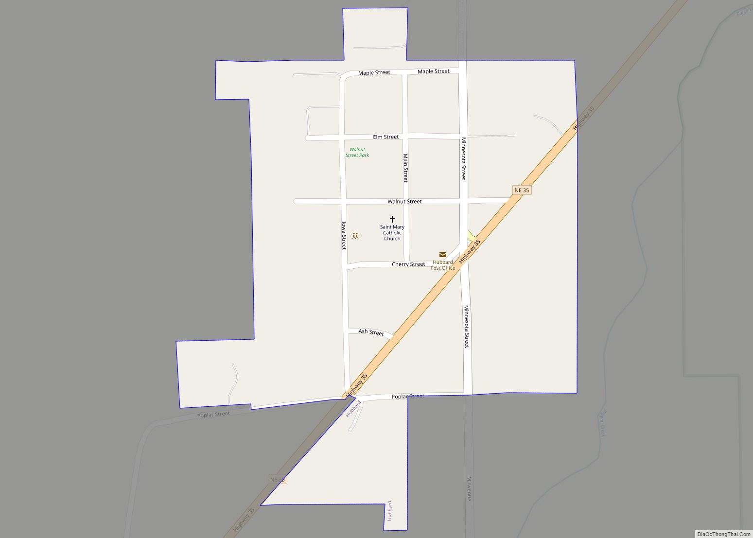 Map of Hubbard village, Nebraska