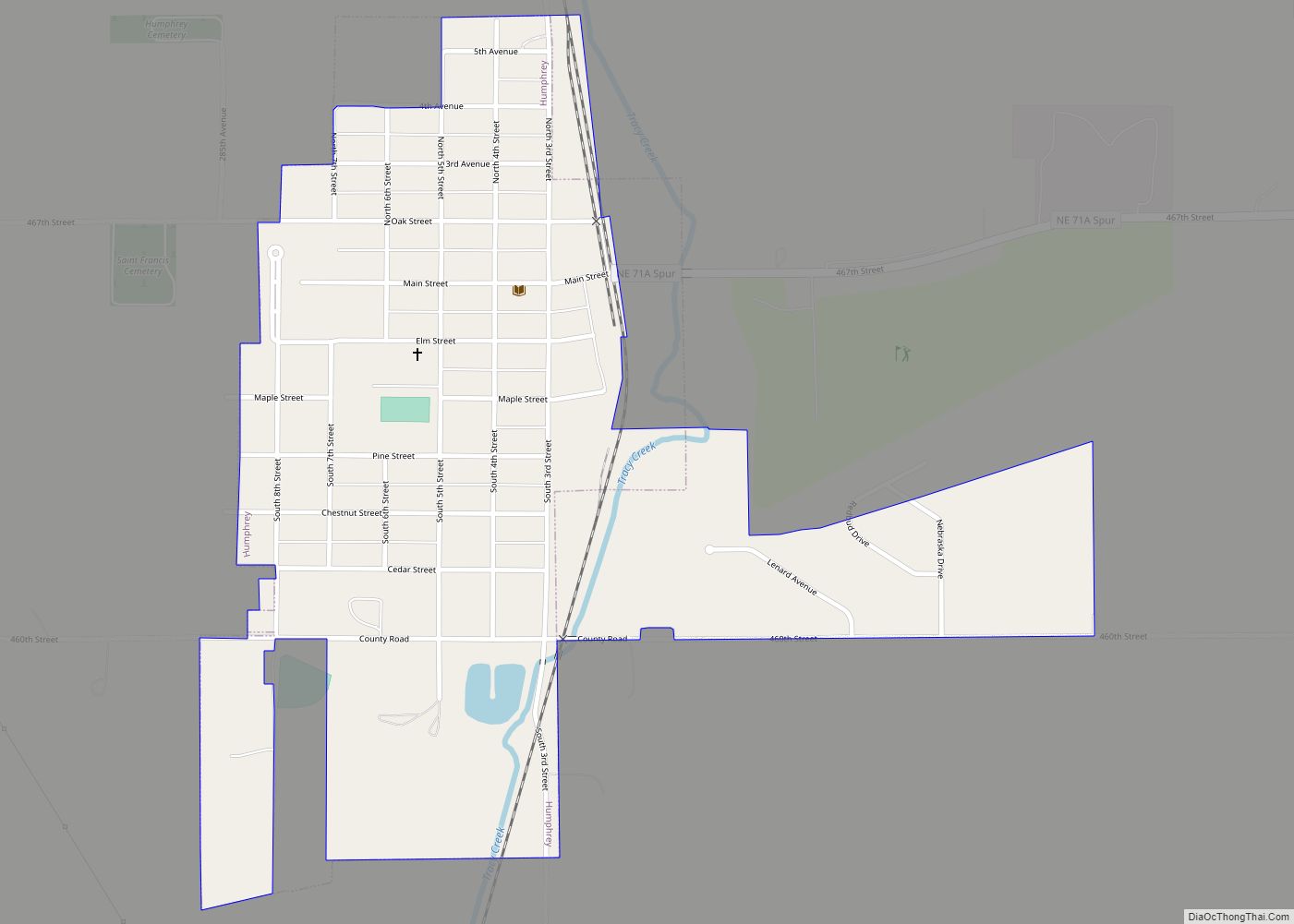 Map of Humphrey city, Nebraska