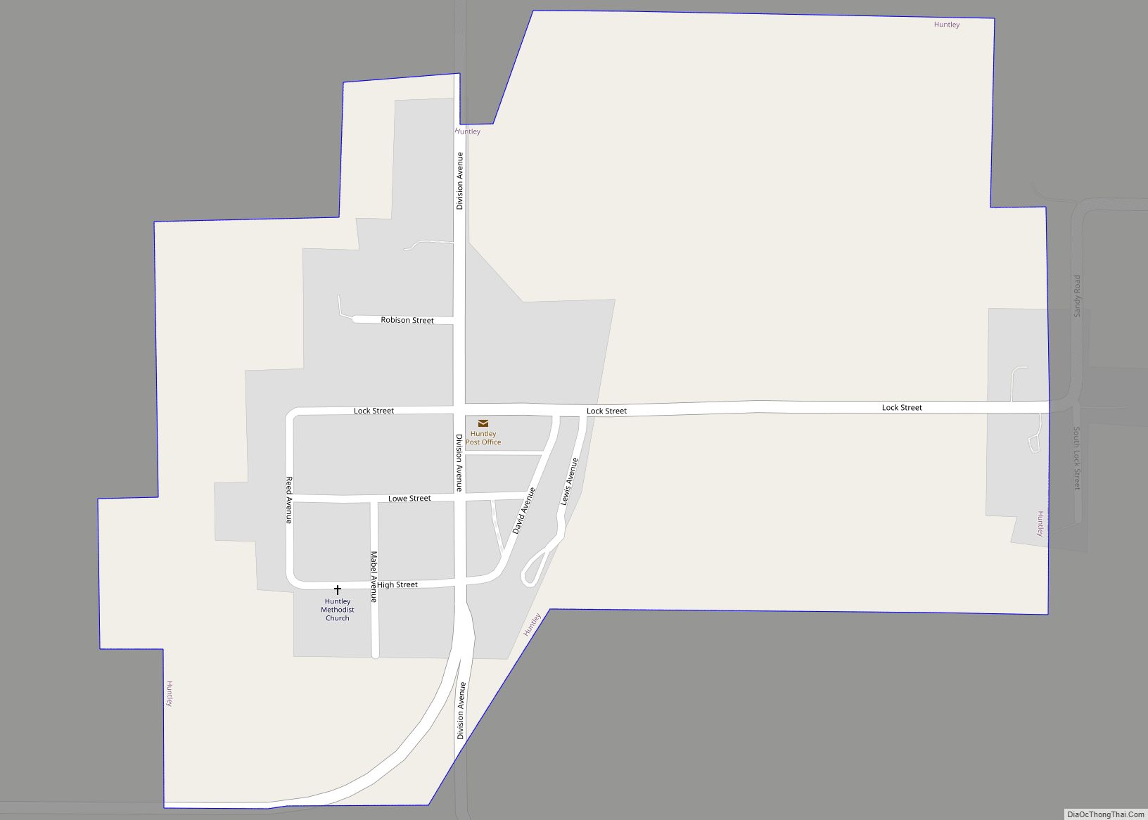 Map of Huntley village, Nebraska