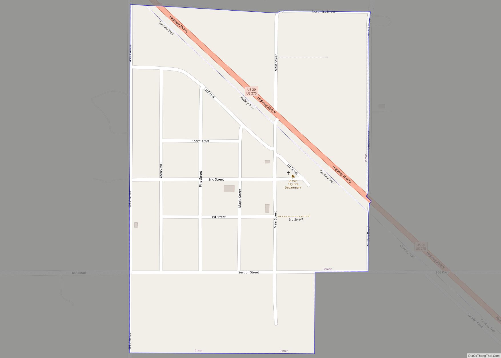 Map of Inman village, Nebraska