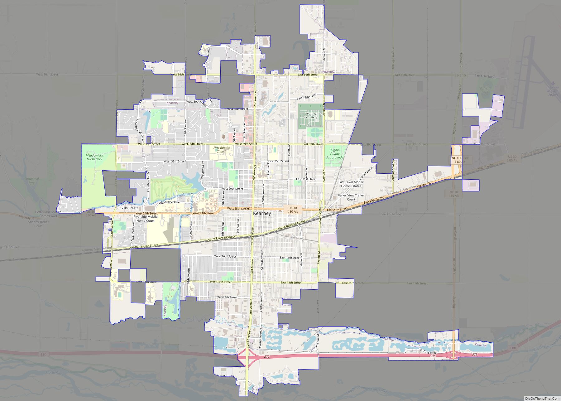 Map of Kearney city, Nebraska