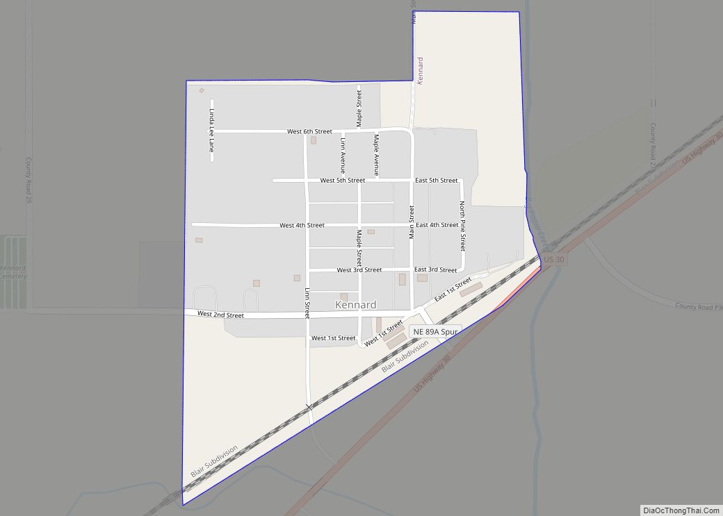 Map of Kennard village, Nebraska