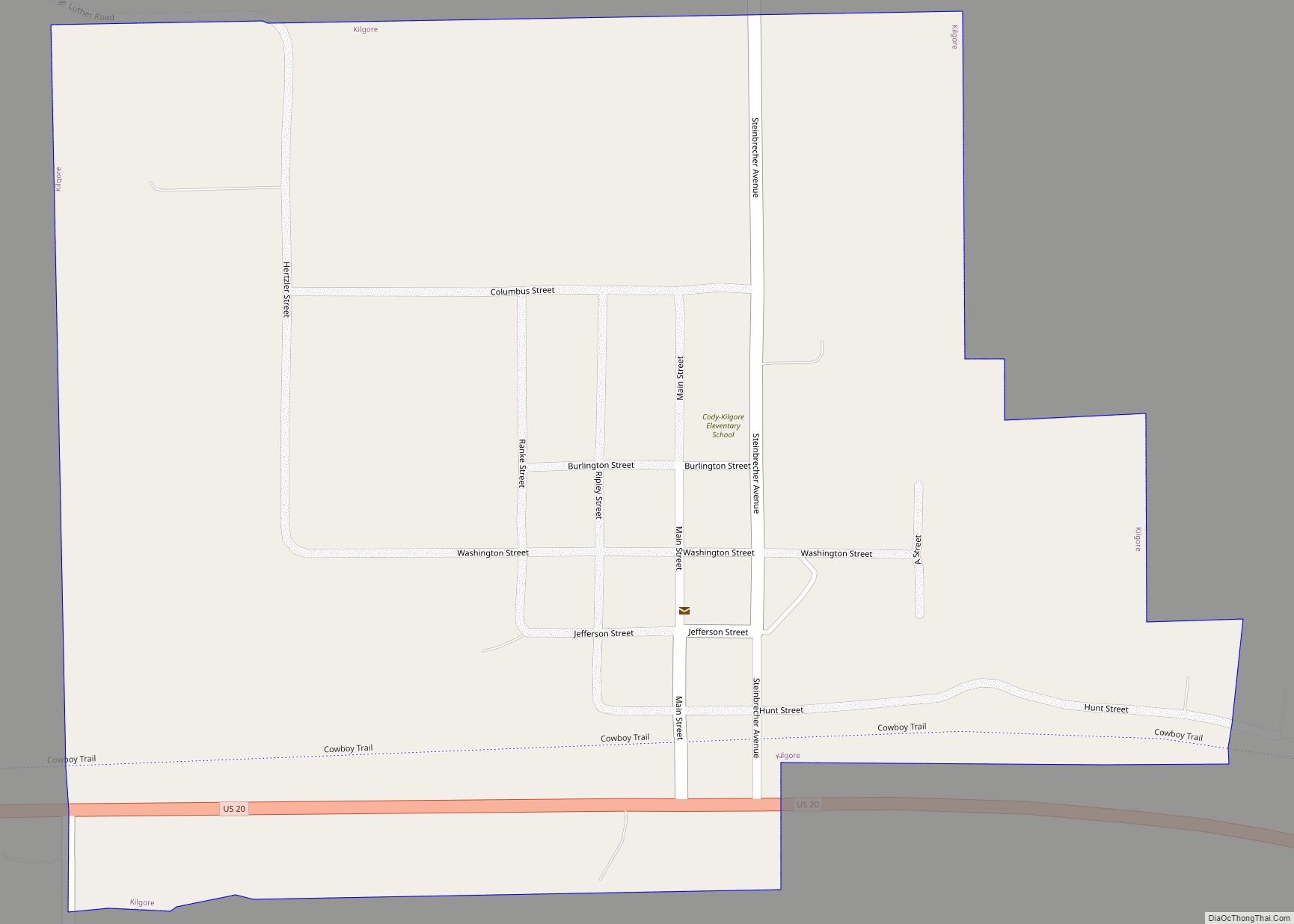Map of Kilgore village, Nebraska