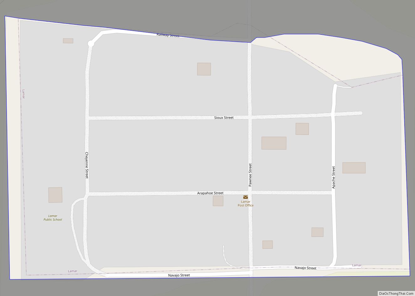 Map of Lamar village, Nebraska