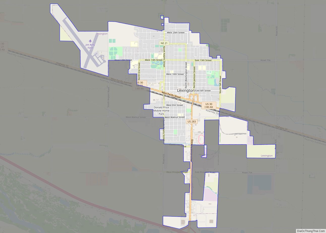 Map of Lexington city, Nebraska