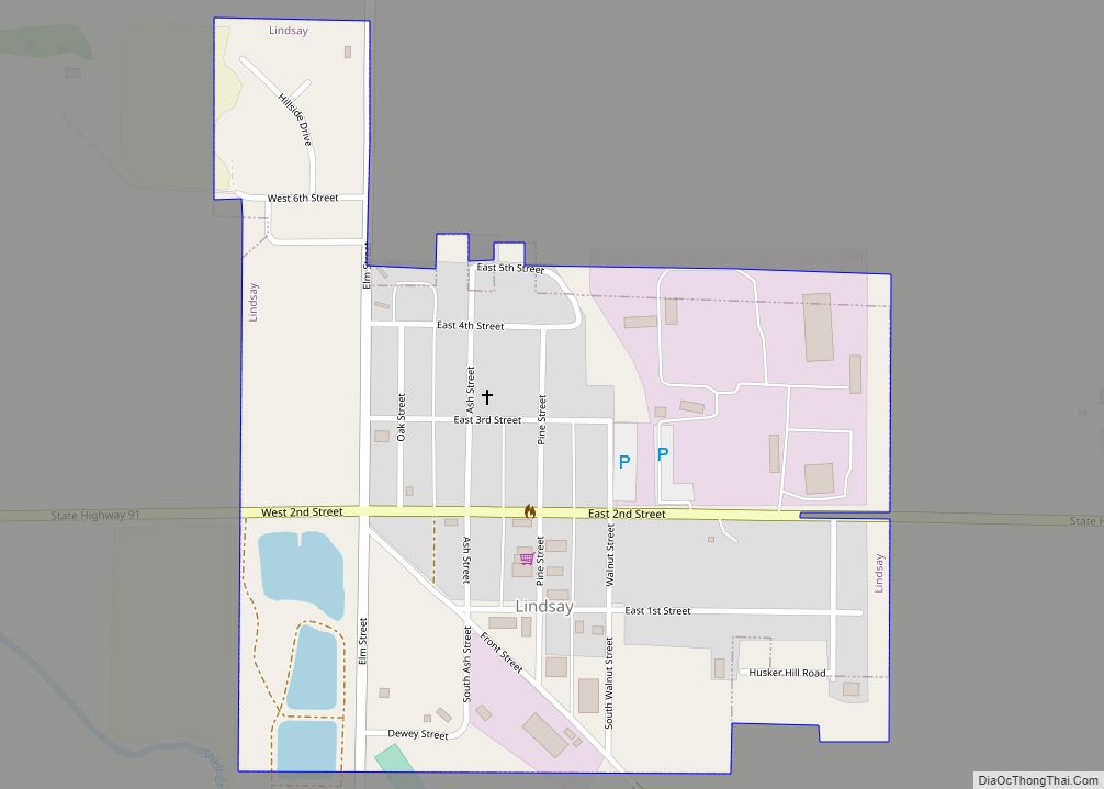 Map of Lindsay village, Nebraska