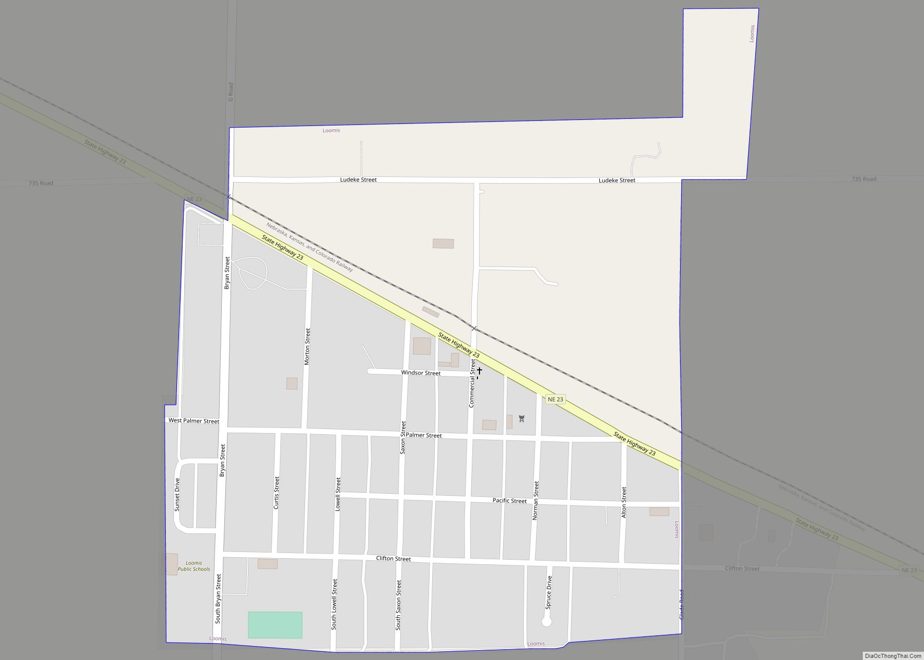Map of Loomis village, Nebraska