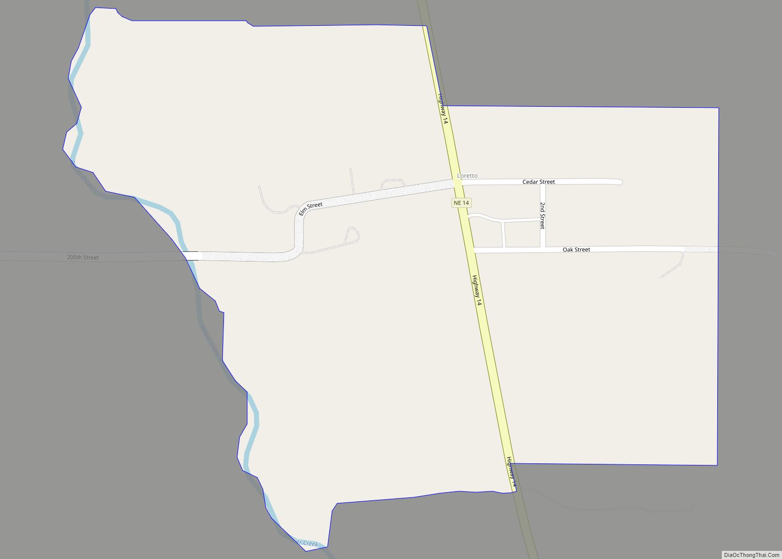 Map of Loretto CDP, Nebraska