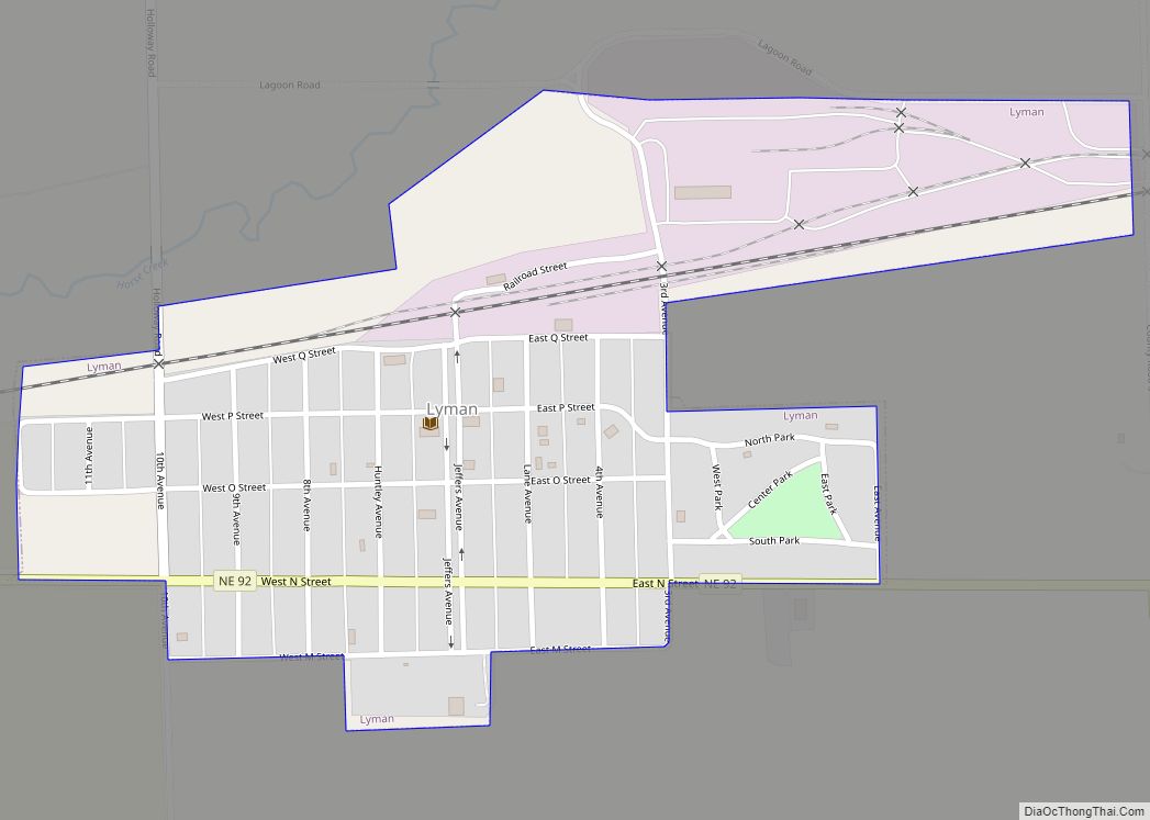 Map of Lyman village, Nebraska