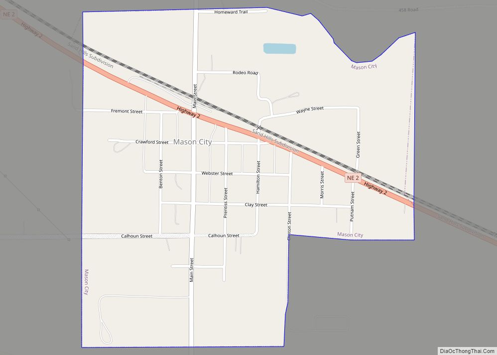 Map of Mason City village, Nebraska