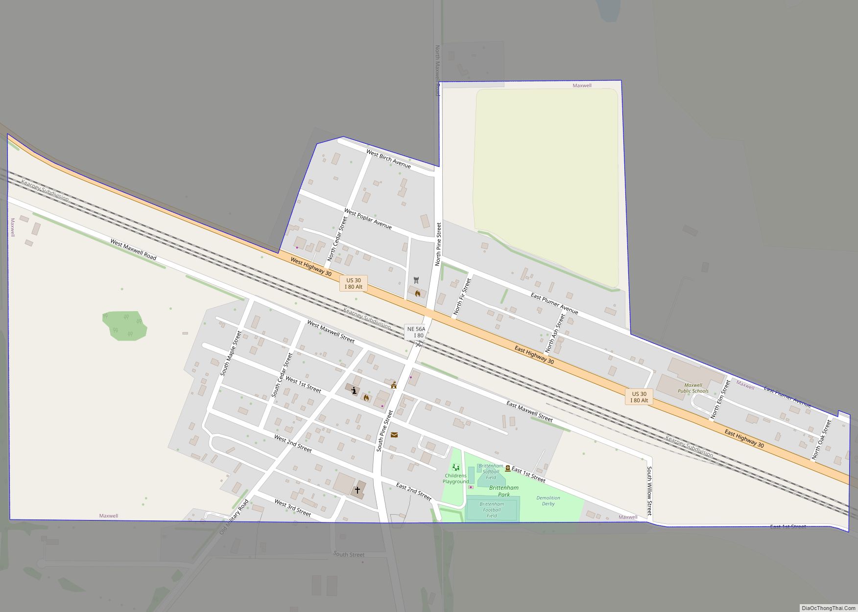 Map of Maxwell village, Nebraska