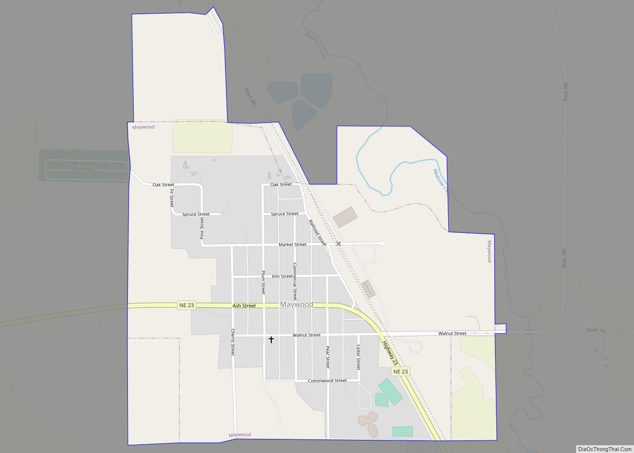 Map of Maywood village, Nebraska