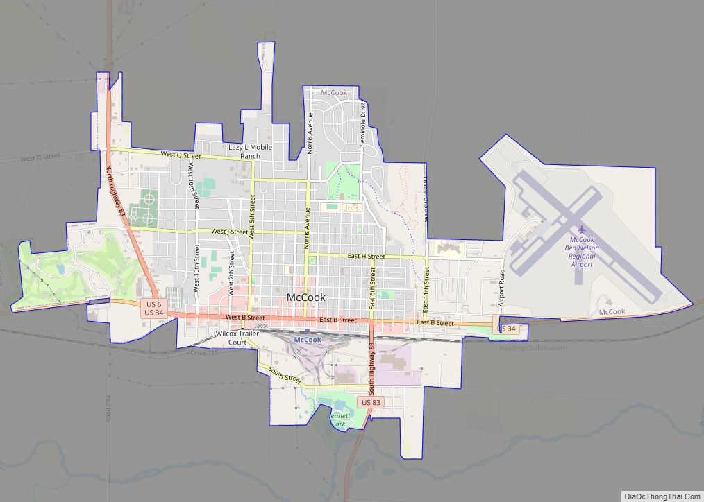 Map of McCook city, Nebraska