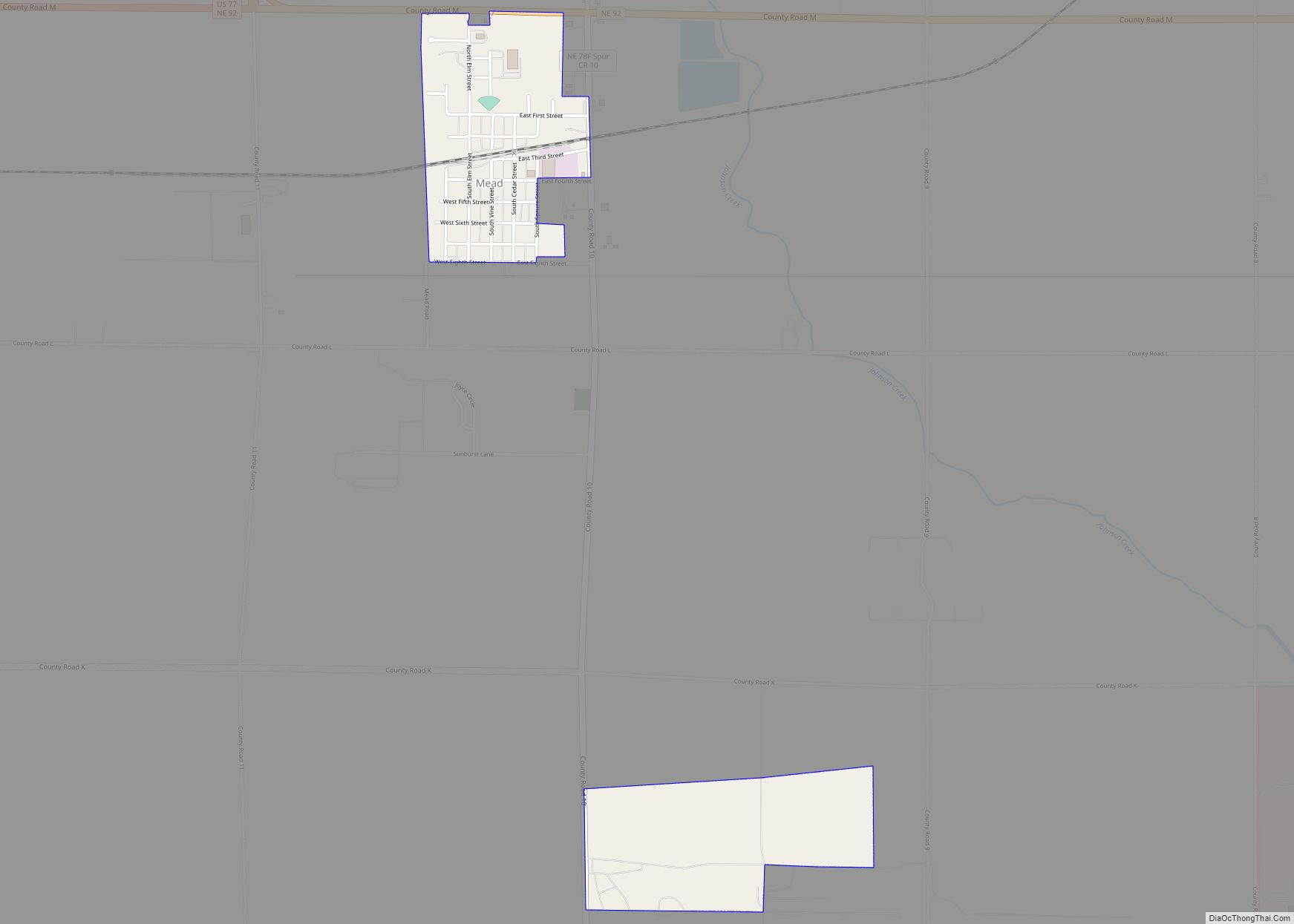 Map of Mead village, Nebraska