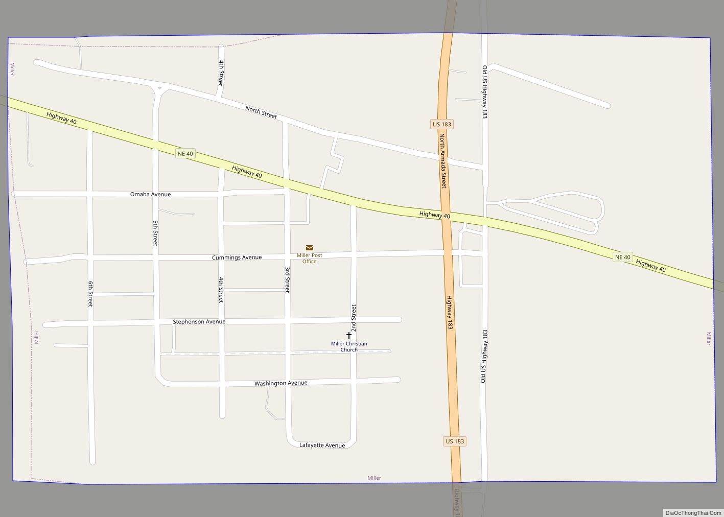 Map of Miller village, Nebraska