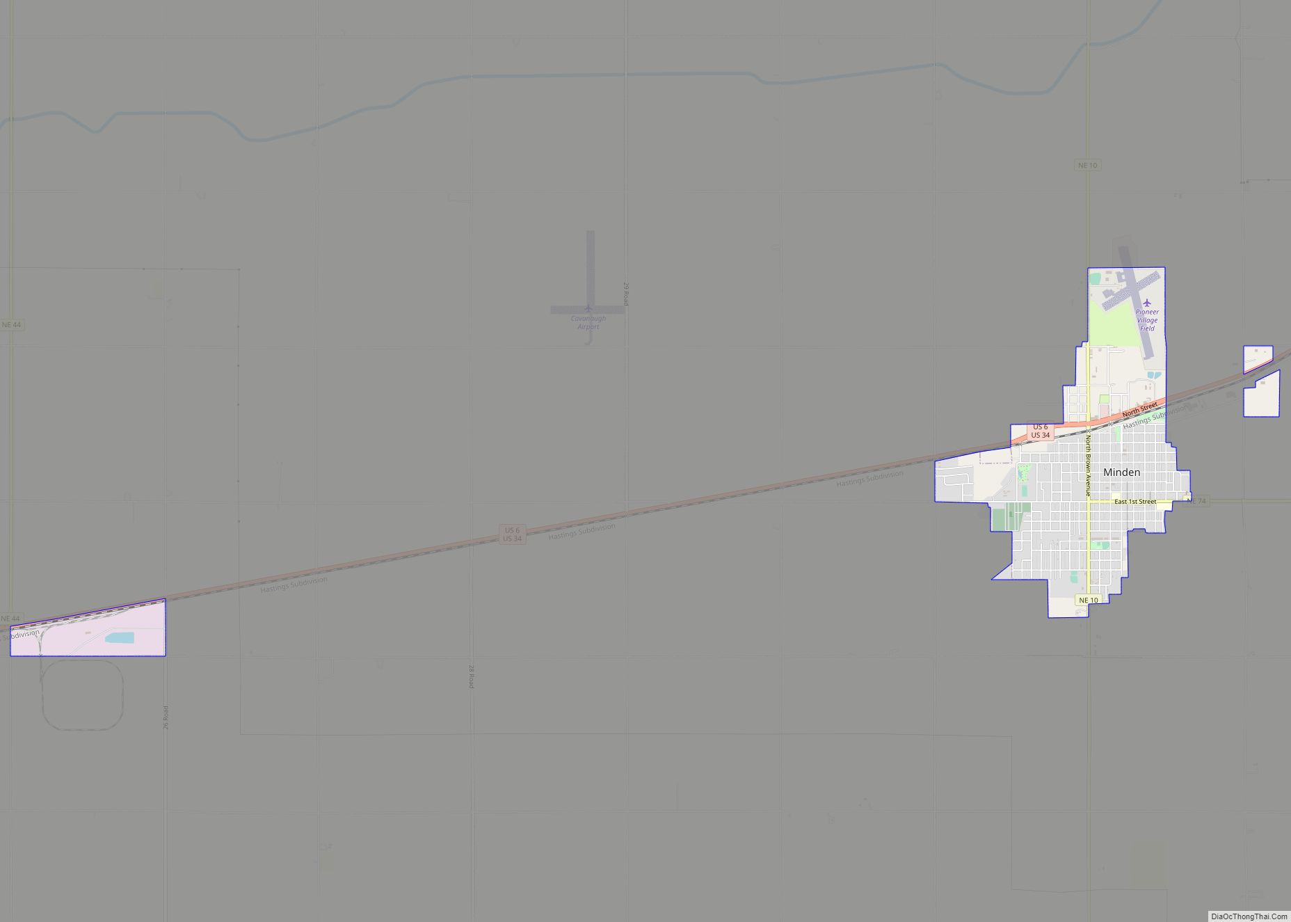 Map of Minden city, Nebraska