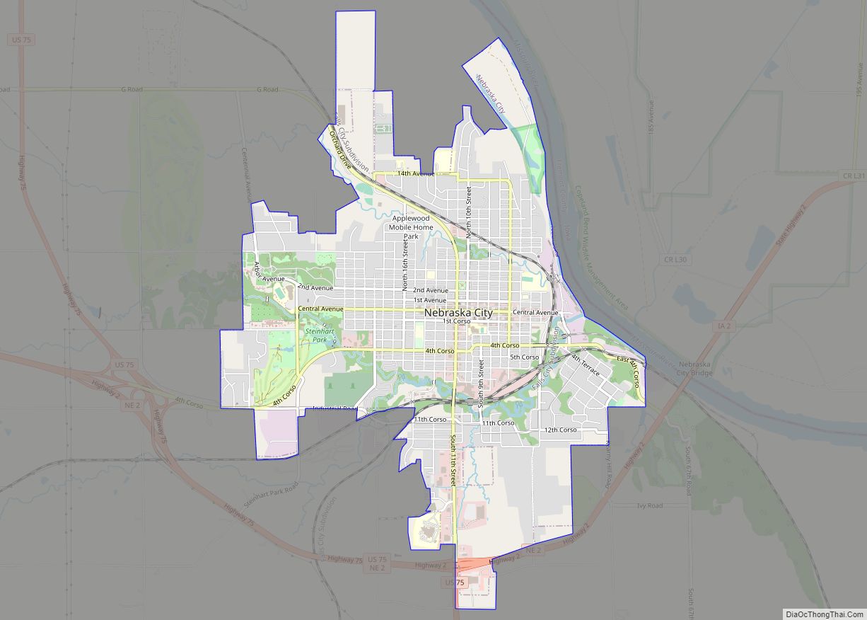 Map of Nebraska City city