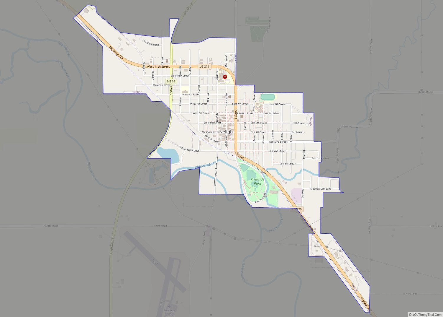 Map of Neligh city