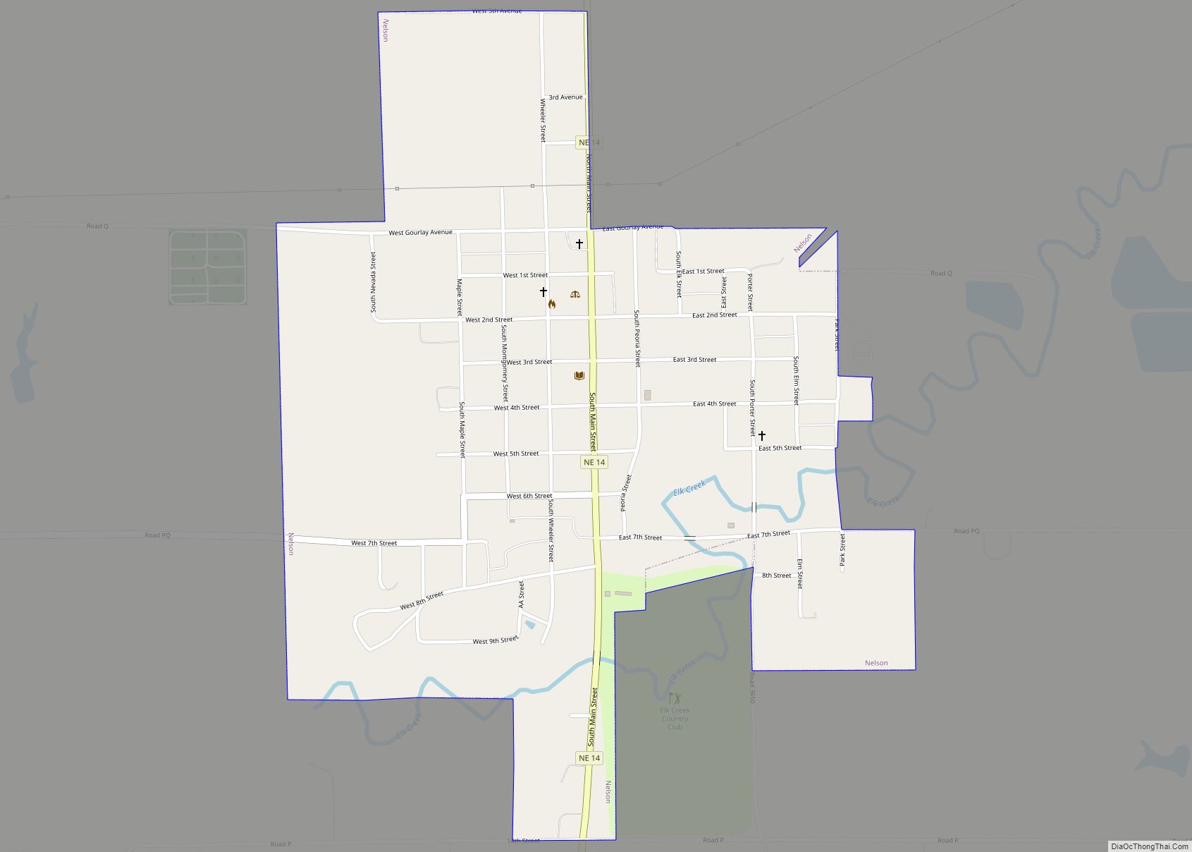 Map of Nelson city, Nebraska