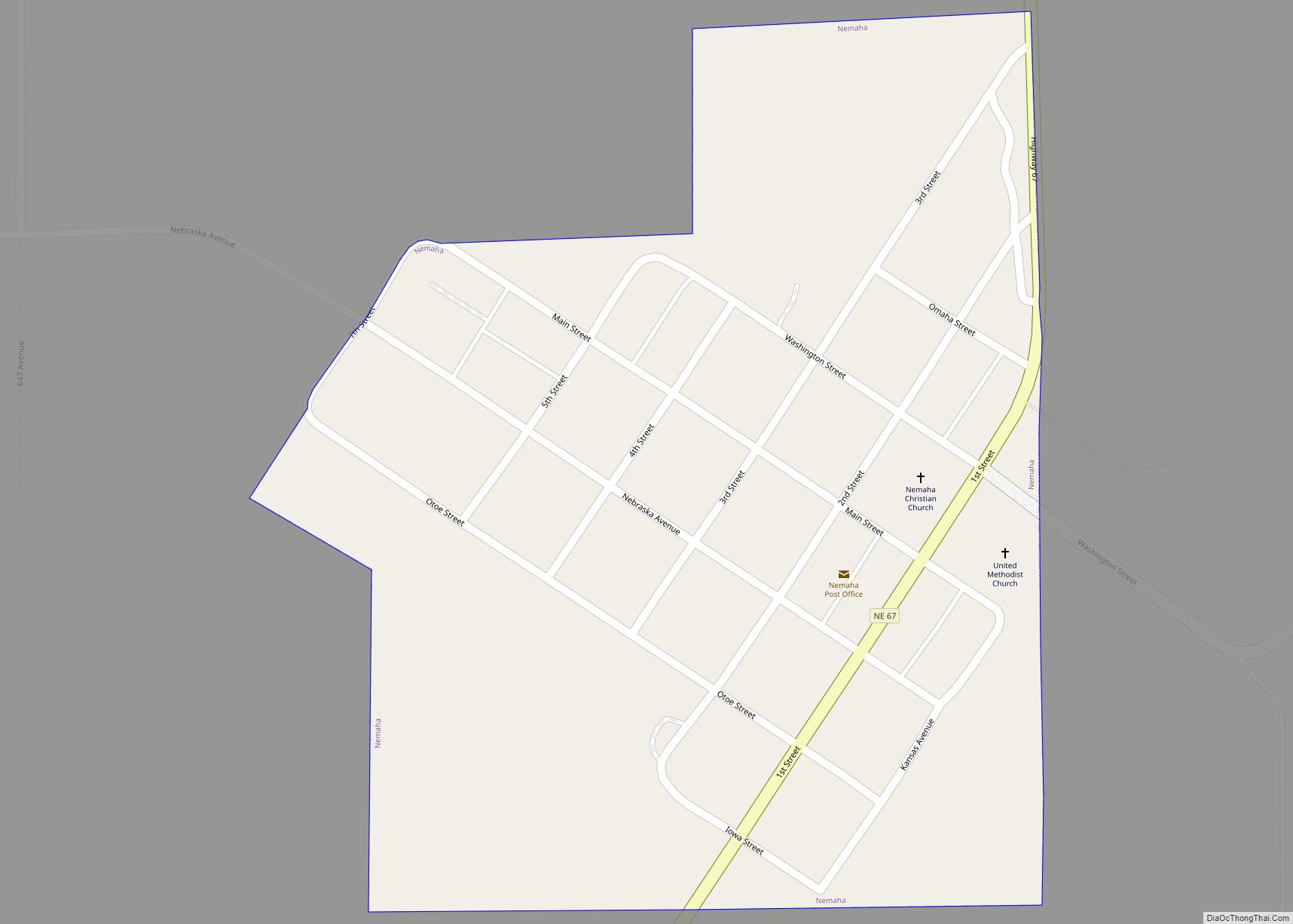 Map of Nemaha village, Nebraska