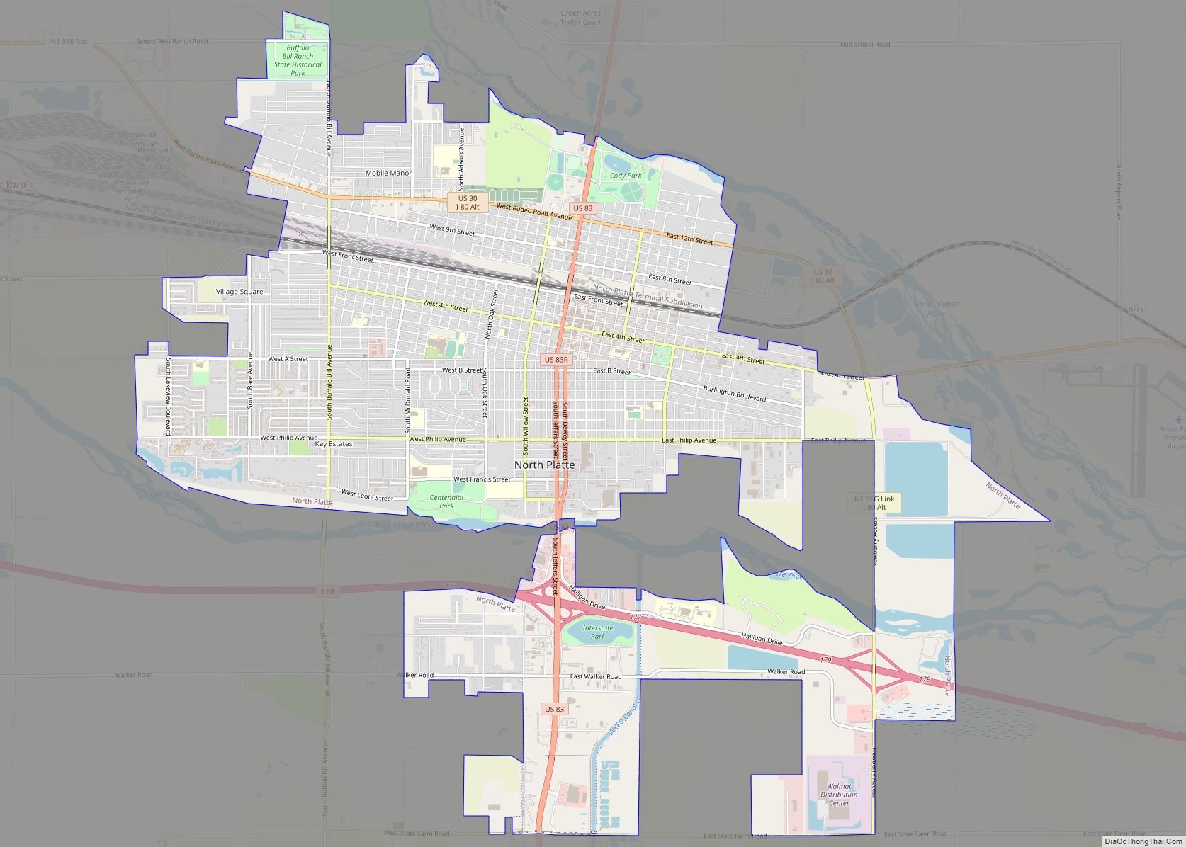 Map of North Platte city