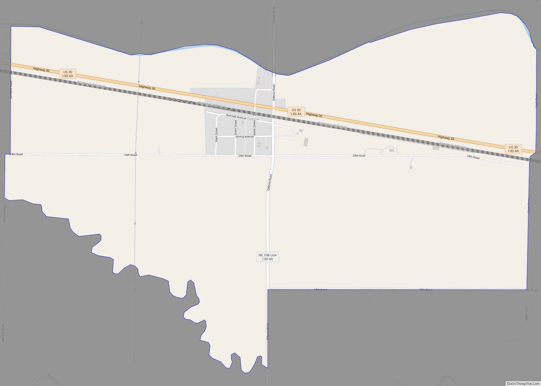 Map of Odessa CDP, Nebraska