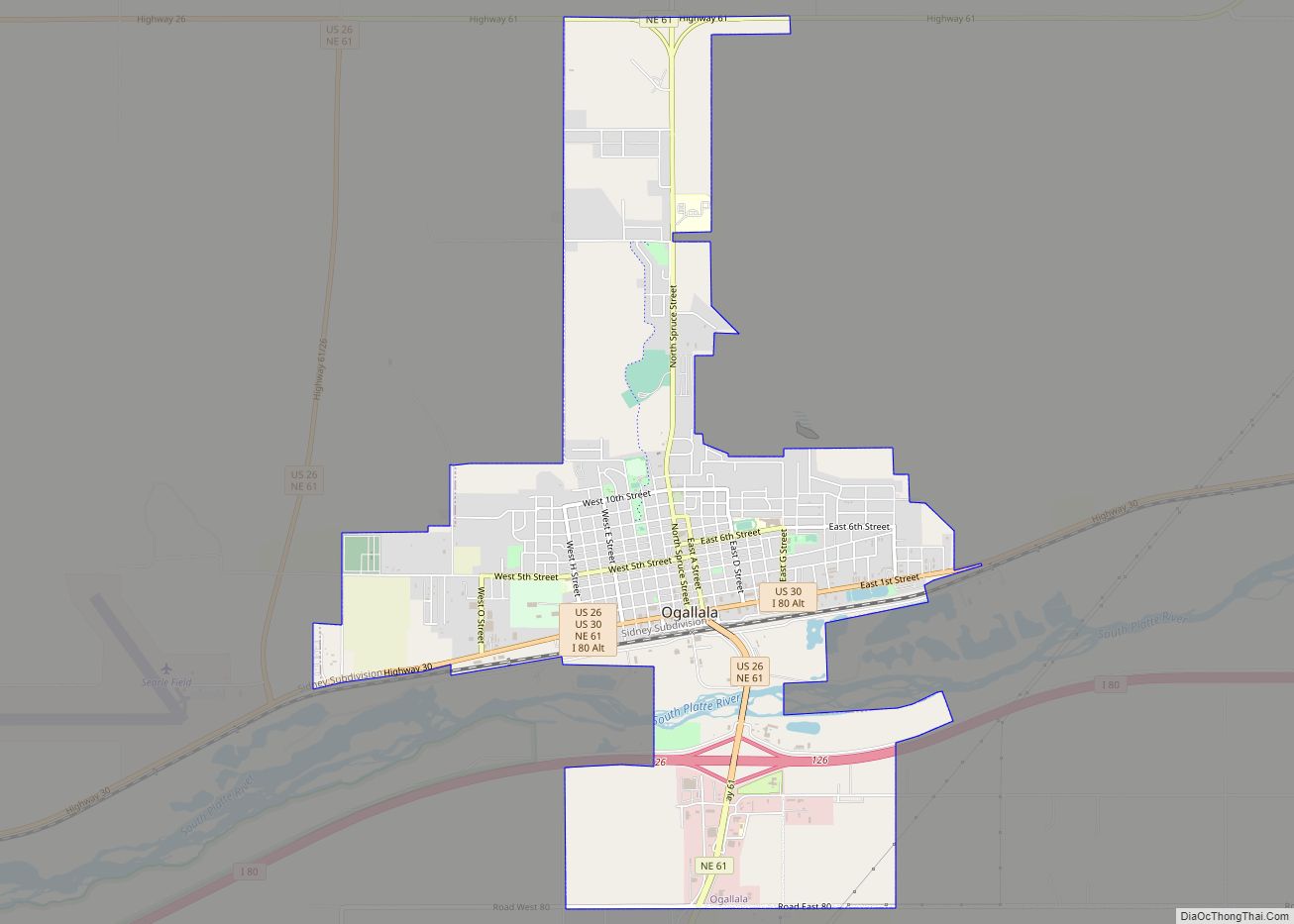 Map of Ogallala city