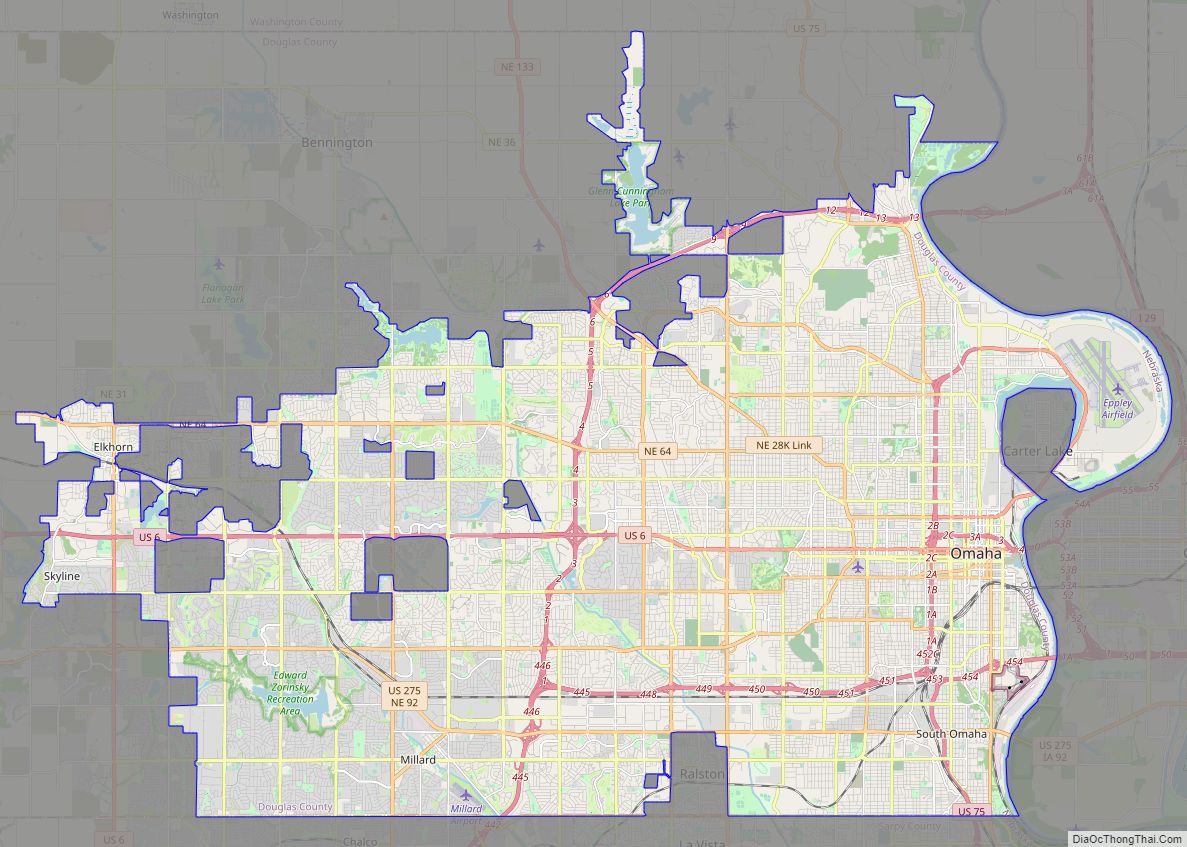 Map of Omaha city, Nebraska