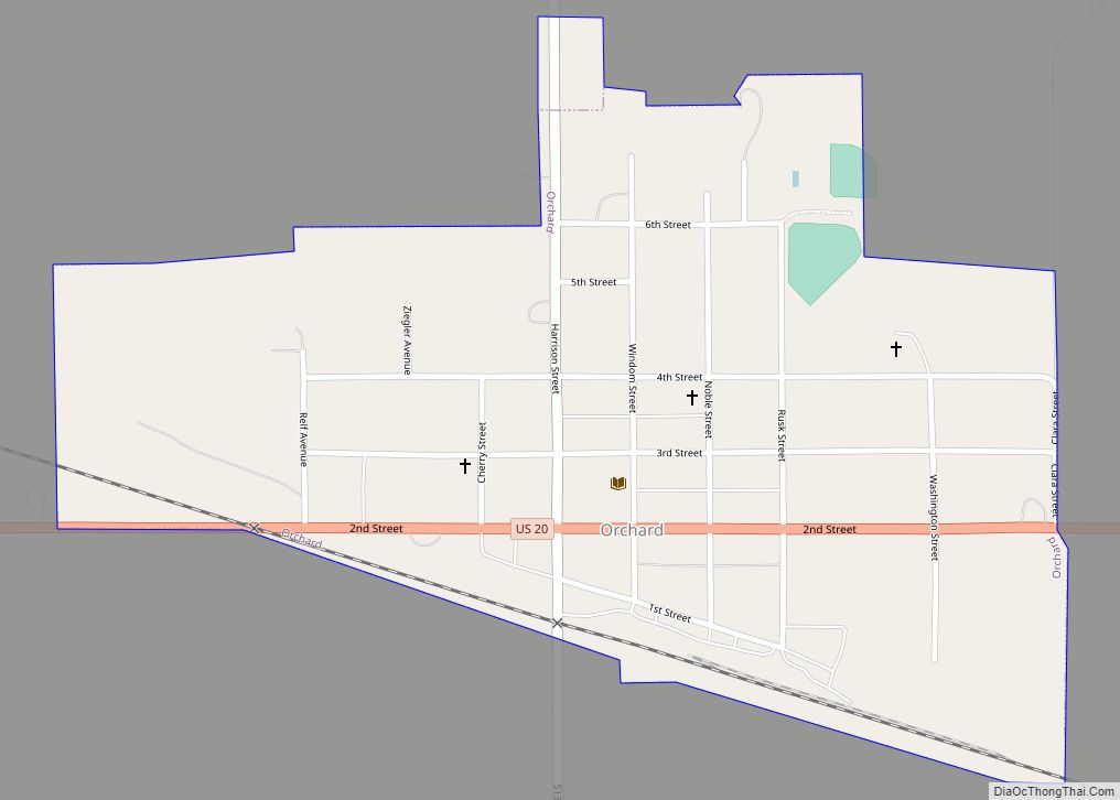 Map of Orchard village, Nebraska