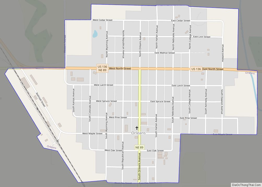 Map of Orleans village, Nebraska