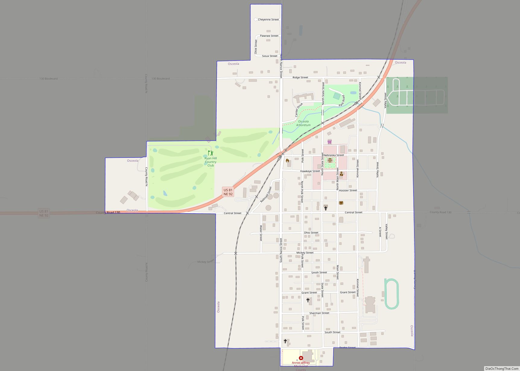Map of Osceola city, Nebraska