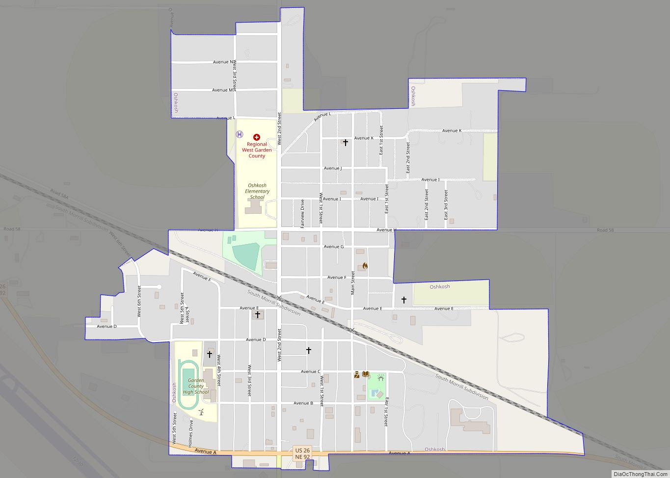 Map of Oshkosh city