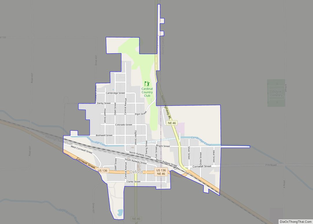 Map of Oxford village, Nebraska