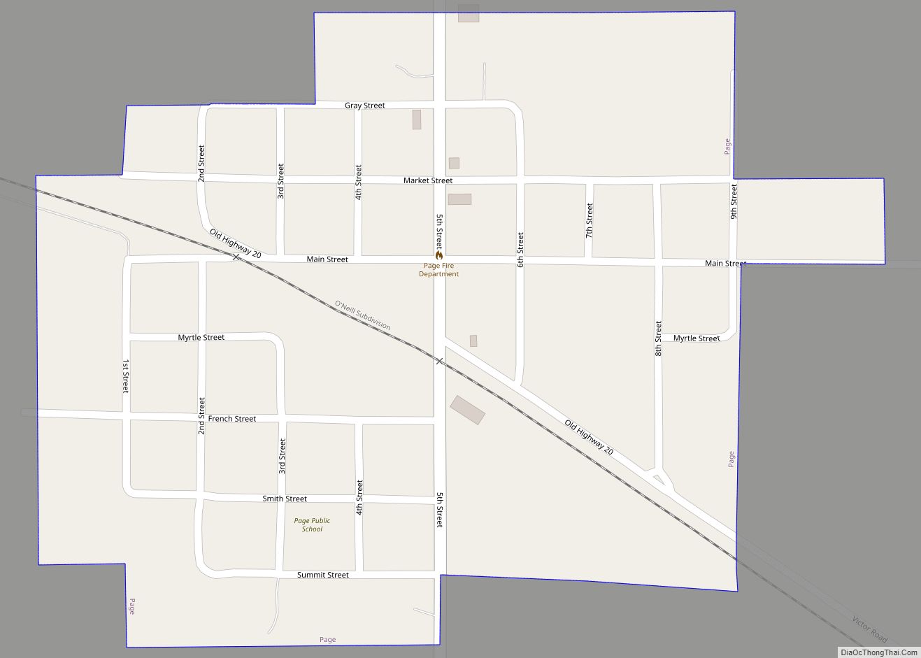 Map of Page village, Nebraska