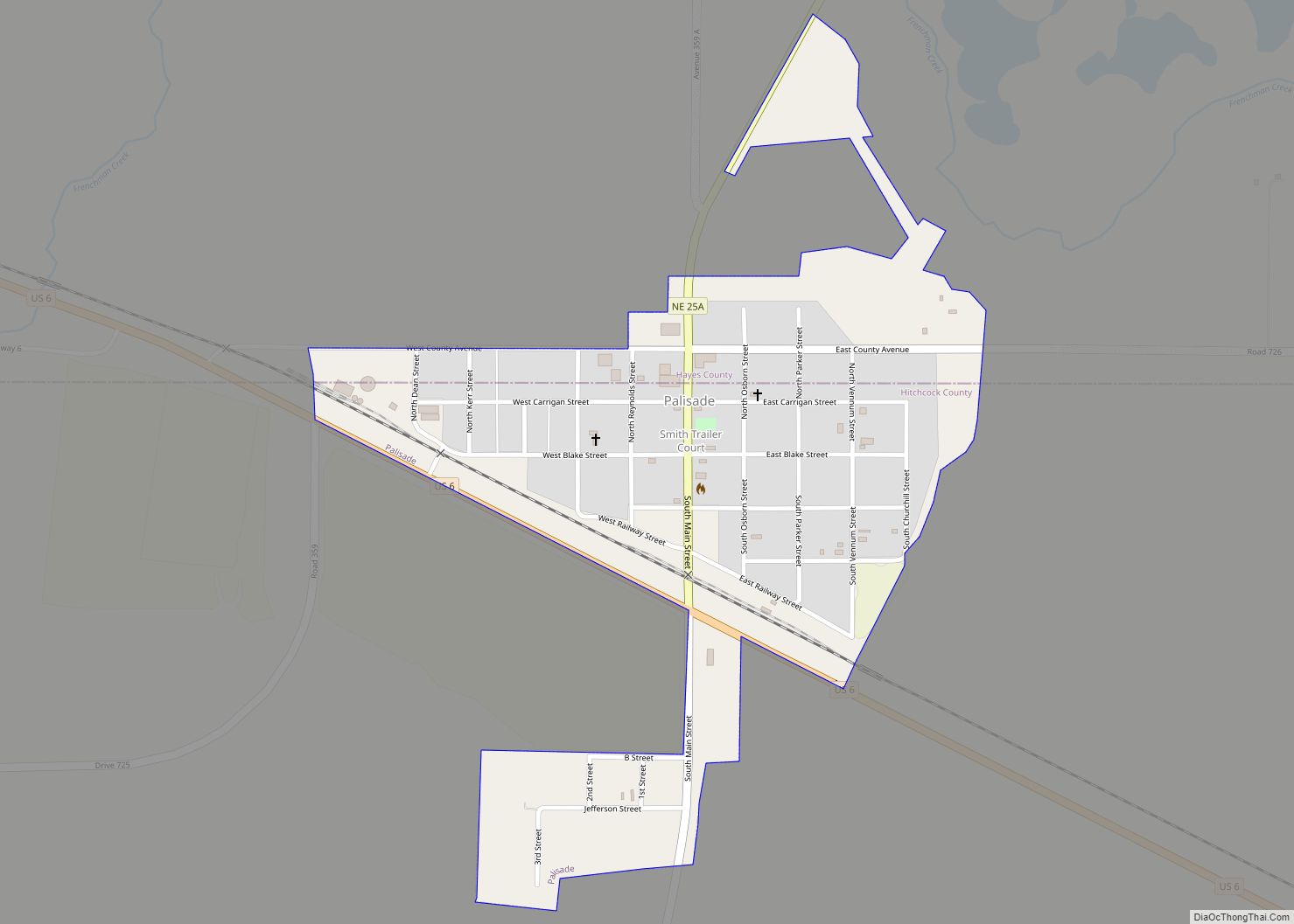 Map of Palisade village, Nebraska