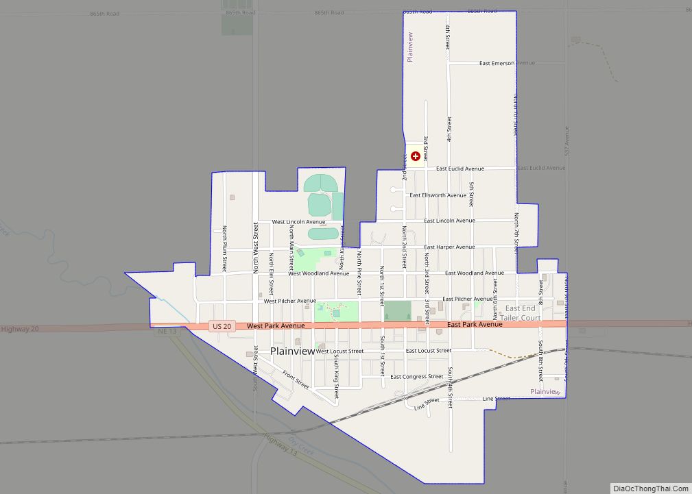 Map of Plainview city, Nebraska