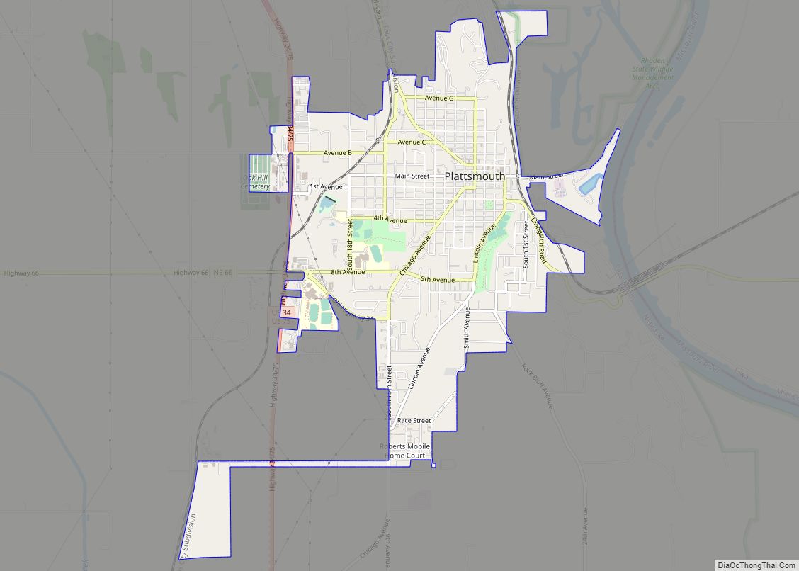 Map of Plattsmouth city