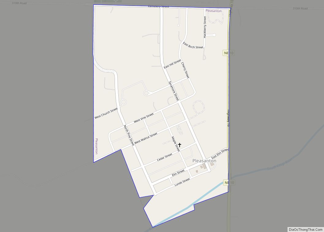 Map of Pleasanton village, Nebraska