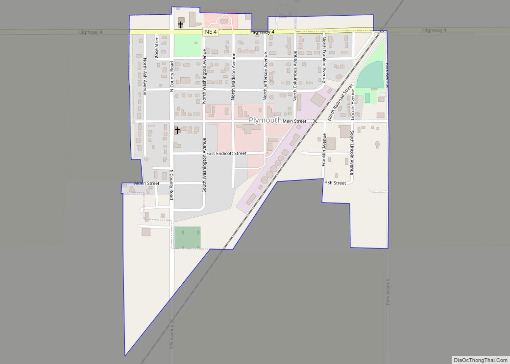 Map of Plymouth village, Nebraska