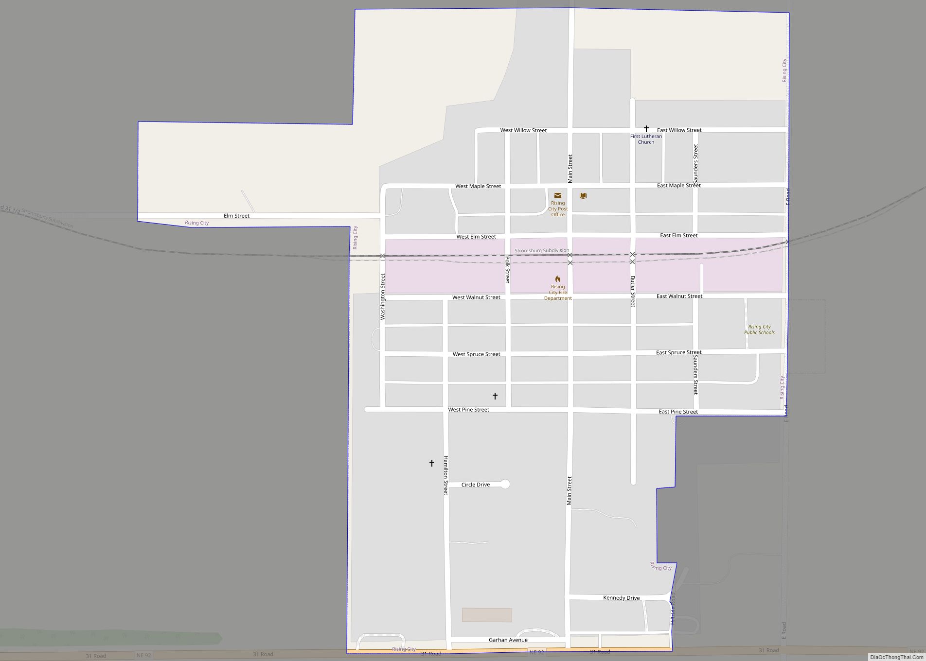 Map of Rising City village