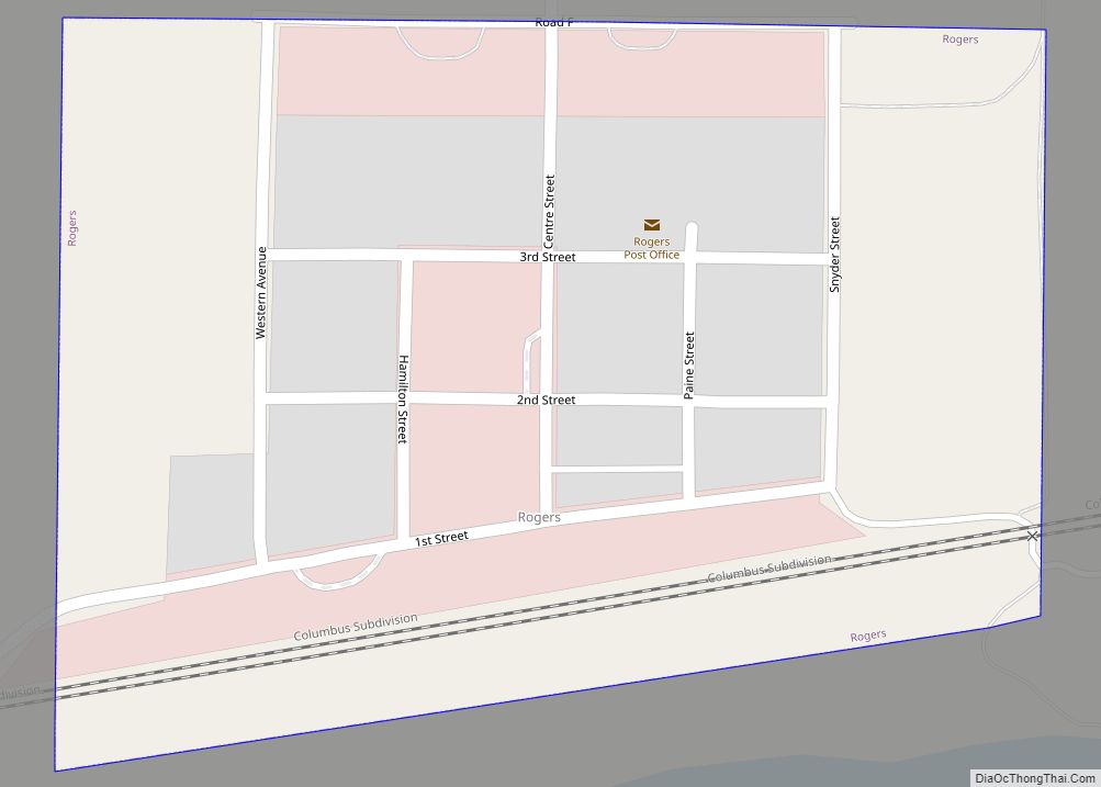 Map of Rogers village, Nebraska